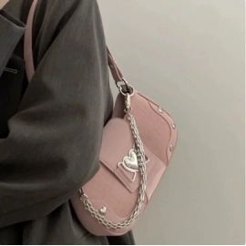 New Fashion Shoulder Bag 2023 PU Bags for Women Sweet Cool Subculture Pink Crossbody Bag сумка Bolsas