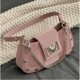 New Fashion Shoulder Bag 2023 PU Bags for Women Sweet Cool Subculture Pink Crossbody Bag сумка Bolsas