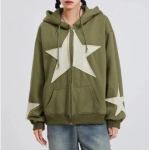 Women s Cute Hoodies Teen Girl Fall Jacket Oversized Star Pattern Sweatshirts Casual Drawstring Zip Up Y2K Hoodie