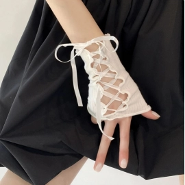 Y2k Fingerless Gloves DIY Strapping Arm Warmer Elastic Mesh Arm Sleeves Lolita Jk Gothic Cosplay Sleeve Clothing Accessories Hot