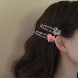 Pink Love Hair Clips Women Crystal Cute Sweet Hairpin Temperament Headdress Fashion Retro BB Clips Hair Accessories Ornament Y2K