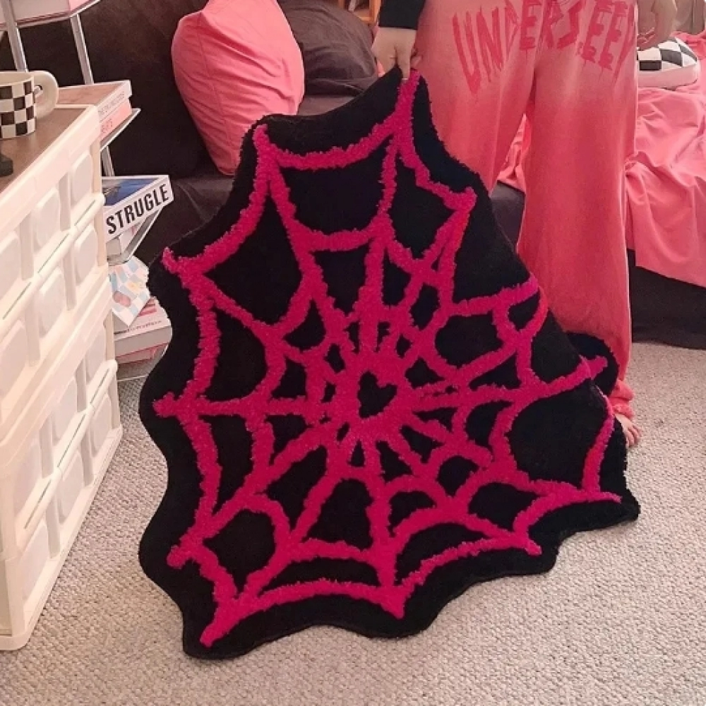 Spider Web Tufted Rug Doormat Carpet Tufted Rectangle Non-slip Bath Mat Soft Plush Fullfy Rug Home Decor Living Room Bedroom