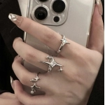 Cute Y2k Star Open Ring for Women Creative Vintage Silver Color Adjustable Rings Couple jewelry gift