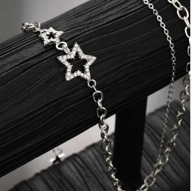 Y2K Star Zircon Pendant Necklace for Women Luxury Sweet Cool Girl Punk Heart Clavicle Chain 2023 New Fashion Jewelry Party Gift